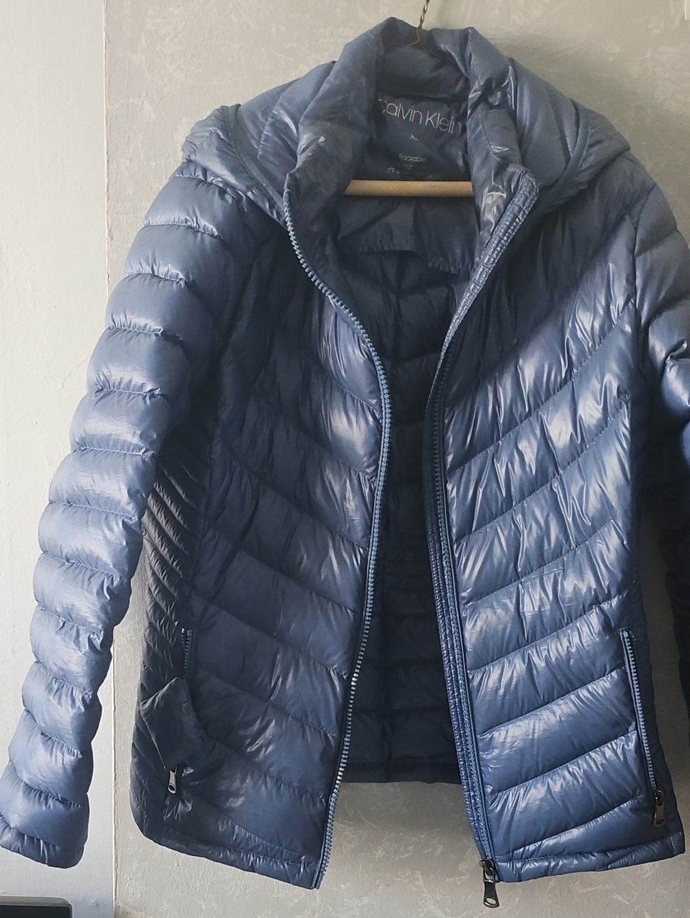 Calvin Klein Women's Slate Blue Quilted Puffer Jacket